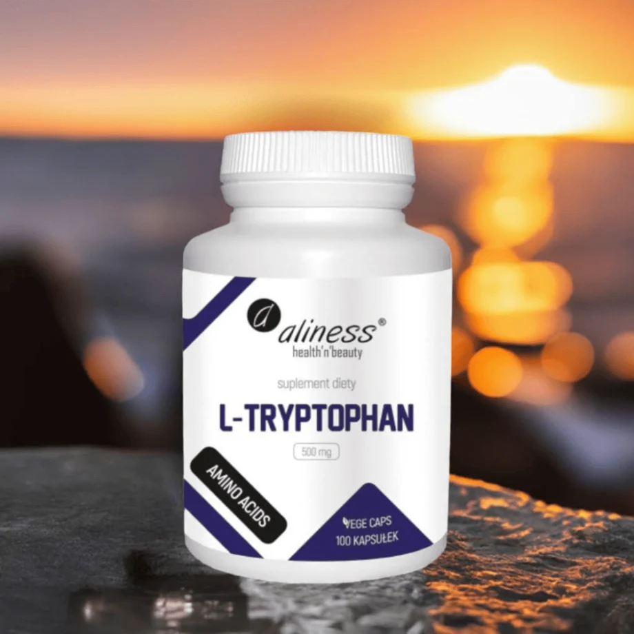 Aliness L-Tryptofan 500 mg - suplement diety wspierający naturalne wytwarzanie serotoniny i melatoniny dla lepszego snu i nastroju