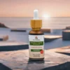 Kozłek Lekarski krople Bio-Herbs na tle zachodzącego słońca - naturalny preparat wspierający zdrowy sen i wyciszenie w formie płynnej