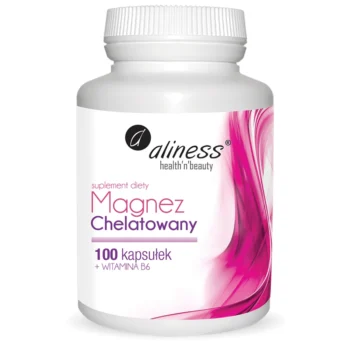 Aliness Magnez Chelatowany + Wit. B6 - 100 kapsułek na białym tle