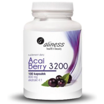Acai berry 3200 mg w białym opakowaniu na przezroczystym tle.