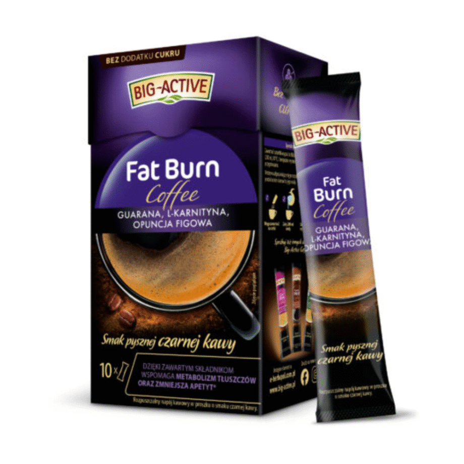 Opakowanie kawy na odchudzanie Big-Active Coffee Fat Burn oraz jedna saszetka