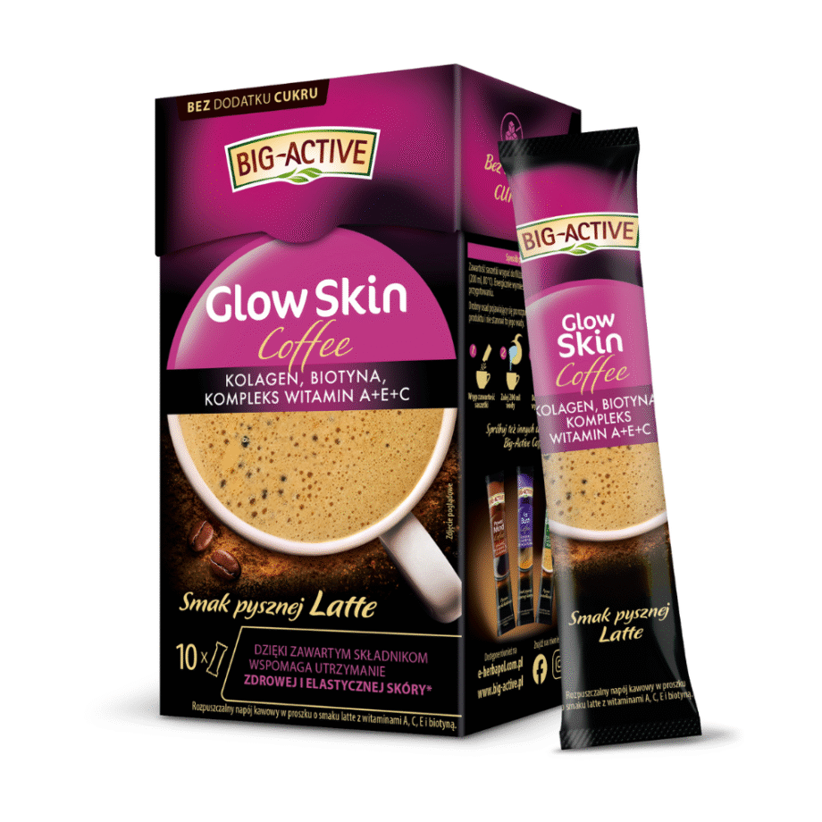 Kawa z kolagenem Big-Active Coffee Glow Skin opakowanie z saszetką